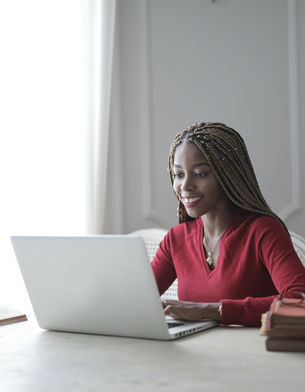 Woman working at laptop